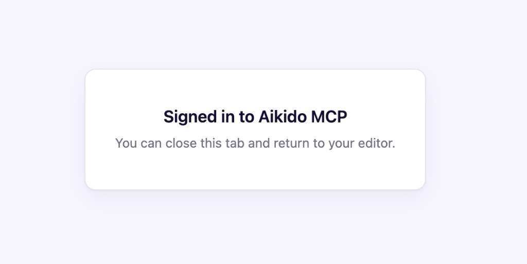 Signed in to Aikido MCP in the browser